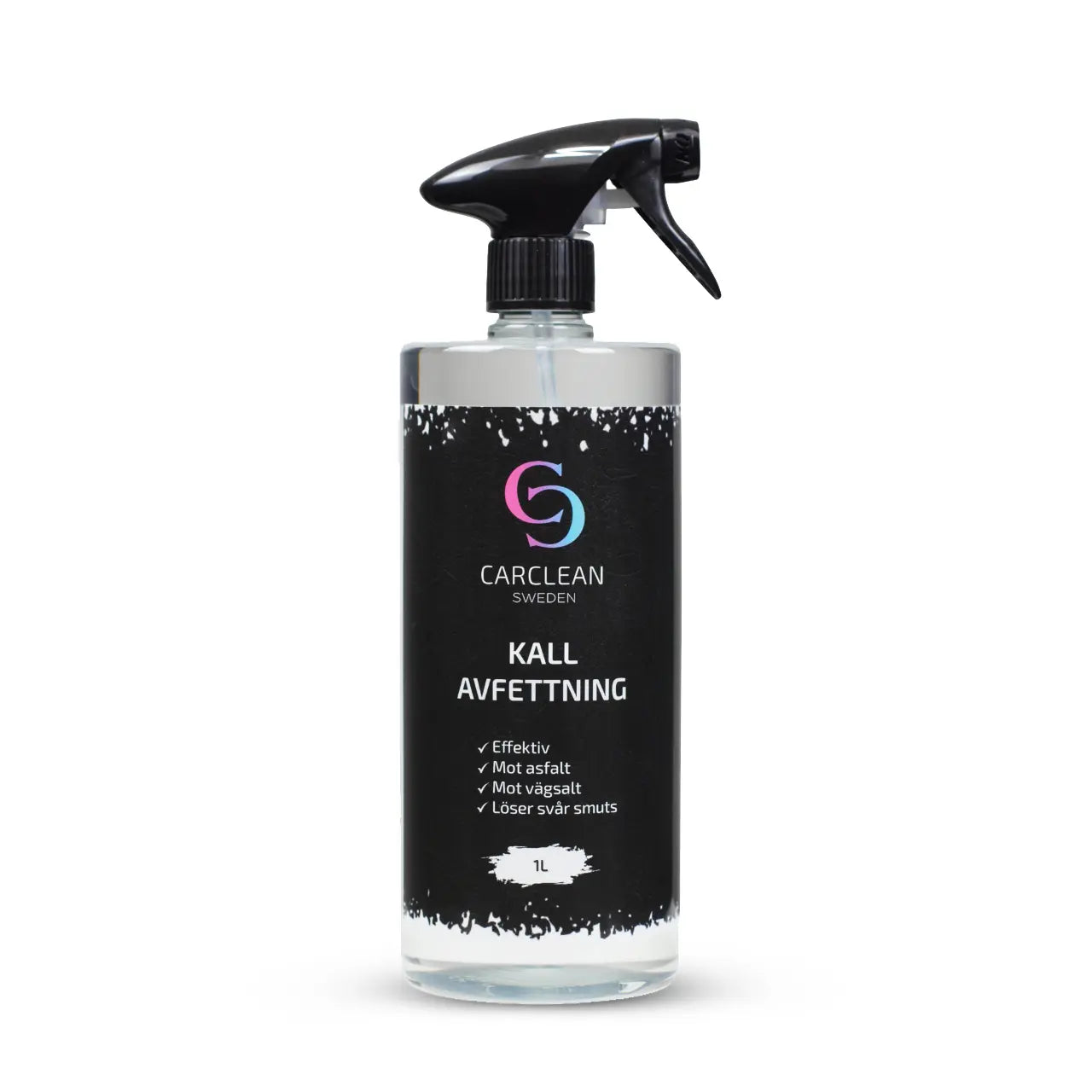 CarClean Kallavfettning 1L - effektiv rengöringslösning för att ta bort oljebaserad smuts som asfalt, vägsalt, tjära, olja och fett. Perfekt för bilar och fordonstvätt med högtryckstvätt eller trädgårdsslang. blåbärsdoft
